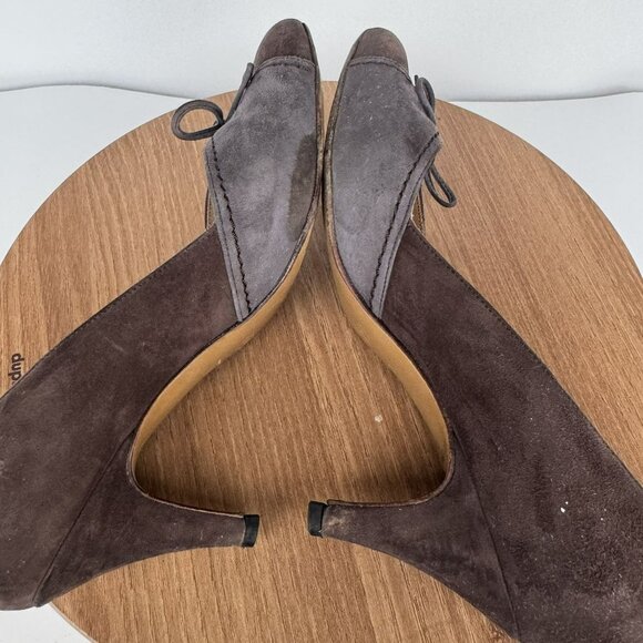 Peter Kaiser Two Tones Brown Taupe Bow Low‎ Heels suede Leather Womens 7US / 5UK - Picture 5 of 8